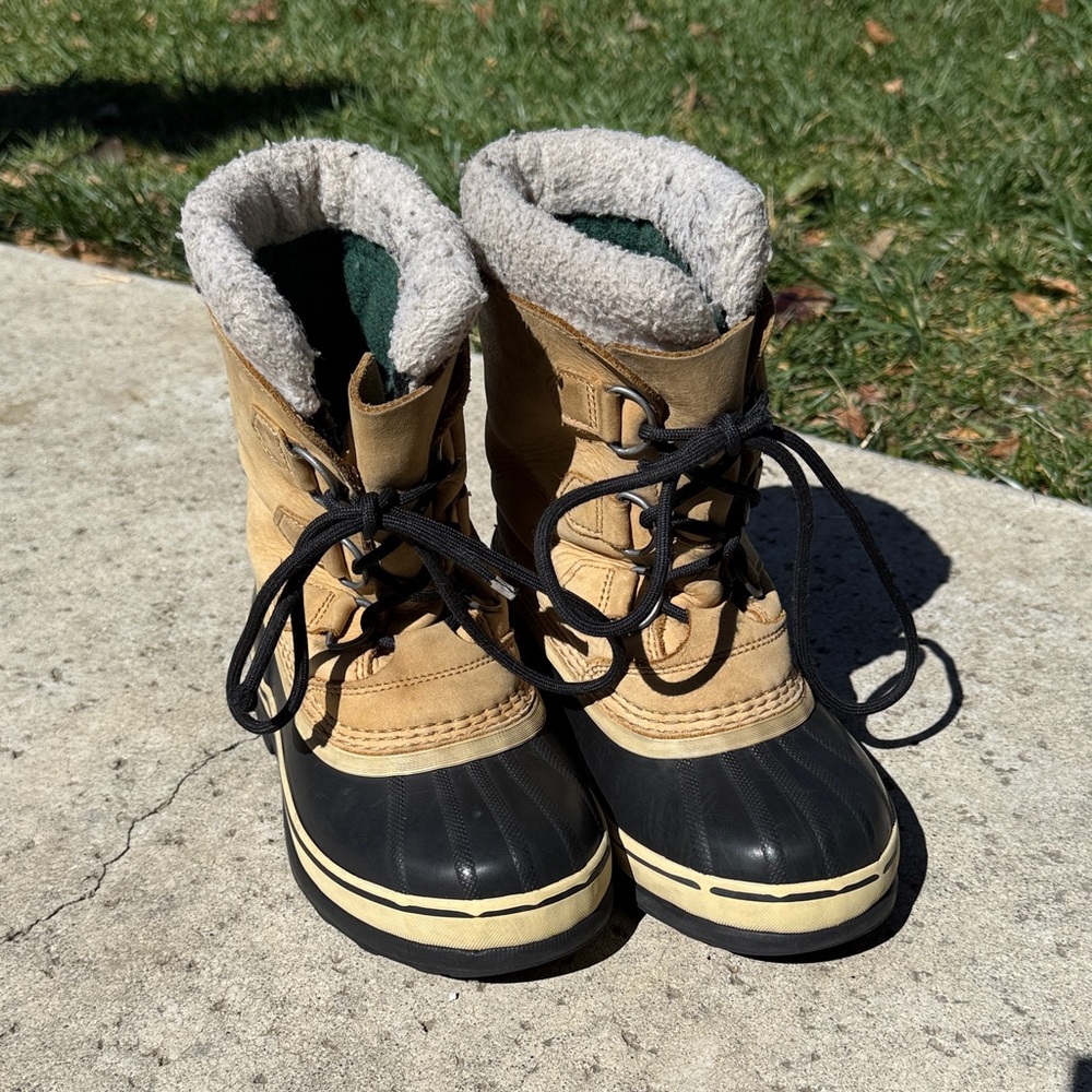 Sorel Kids Tan and Black Snow Boots